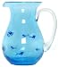 Hand Blown Glass Blue Fish Pitcher 9.5" h