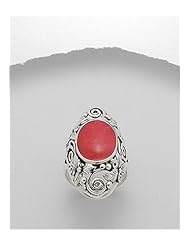 Red Resin Reconstructed stones Ring In 92.5 Sterling Silver