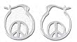 Solid Sterling Silver Peace Sign Hoop Earrings