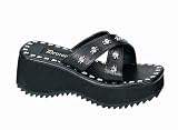 2 1/2 Inch Cute Gothic Sandals Skull Print And Studs Punk Shoes Demonia Black