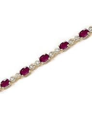 14kt Yellow Gold Oval Ruby and Diamond Bracelet