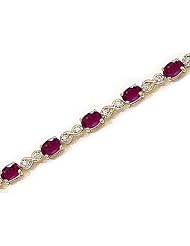 14kt Yellow Gold Oval Ruby and Diamond Bracelet