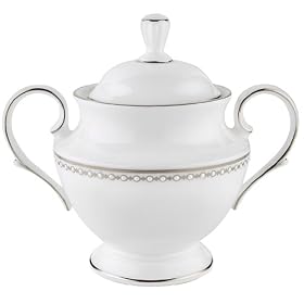 Lenox Pearl Platinum Bone China Sugar Bowl by Lenox