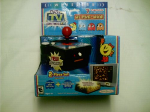 Wireless 2-piece Set Ms Pac-man Plug & Play Tv Games with 7 Games