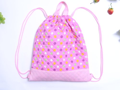 ナップサック　カラフルキュートな大粒ドット・ピンク　　日本製 COLORFUL CANDY STYLE