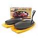 Sizzling Iron Steak Platter w/ Wooden Tray 2 piece Set