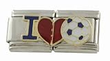 SilverBin Enamel Paint I Heart Soccer Stainless Steel Italian Charm Link