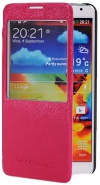 W-RainBow Hot Pink Squirrel Grain Smart View Window Flip Cover Folio Case for Samsung Galaxy Note3 III N9000