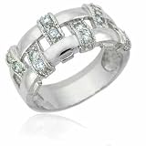 Sterling Silver Simulated Diamond CZ Basket Weave Ring