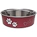 Loving Pets Bella Dog Bowls- Stainless Steel Dog & Cat Bowls - Spill Proof Dog Food Bowl, Puppy Essentials & Pet Supplies (X-Large 65-100lbs, Merlot)