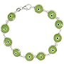 Sterling Silver Evil Eye Bracelet Light Green color