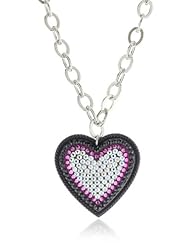 Tarina Tarantino "Classic" Jet and Fuchsia Over-Sized Heart Pendant Necklace