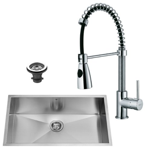 Vigo Industries VG14025 Undermount Faucet and Kitchen Sink, Steel