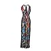 TOPTIE Summer Dress for Women, Flaming Peacock Feather Maxi Dress, Sleeveless Backless Red Long Dress