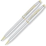Century II, Medalist, Ball-Point Pen and 0.7 mm Pencil Set, In Polished Chrome and 23 Karat Gold Plate Appointments (330105WG)