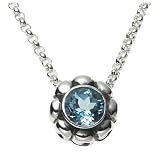 Sterling Silver and Blue Topaz Swirl Flower Pendant, 16