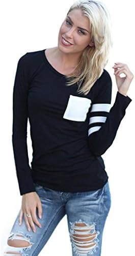 OVERMAL Fashion Women's Sexy Summer Long Sleeve Blouse Shirt Tops Loose T Shirt (ASIA M, Black)
