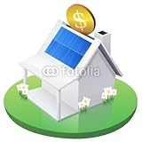 IMAGE OF Wallmonkeys Peel and Stick Wall Decals - White American House Moneybox with Solar Panel in Garden - 48