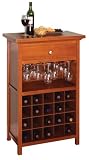 Winsome Wood Wine Cabinet with Drawer and Glass Holder, Walnut