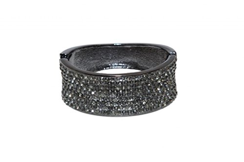 Lux Accessories Gunmetal Rhinestone Glam Bangle Hinge Bracelet