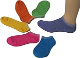Neon Colors No-Show Socks, Footies, Liners, Size 9-11, 6 Pairs