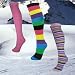 Three Pairs Ski Socks Seamless Tube Socks UK 4 to 11 Pink, Bright Hoops & Sherbert