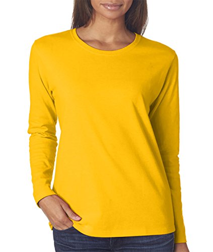 Gildan Heavy Cotton Ladies Missy Fit Long-Sleeve T-Shirt, Large, GOLD