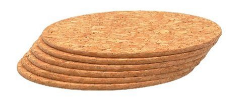 T&G Set x 6 Round Table Mats In Natural Cork.d22x0.6cm