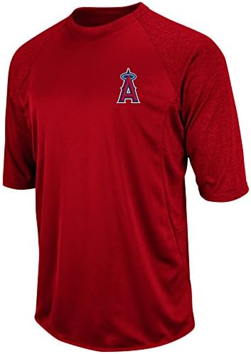 MLB Los Angeles Angels Men's Featherweight Therma Base Tech Fleece, Pro Scarlet/Pro Heather Scarlet, Medium