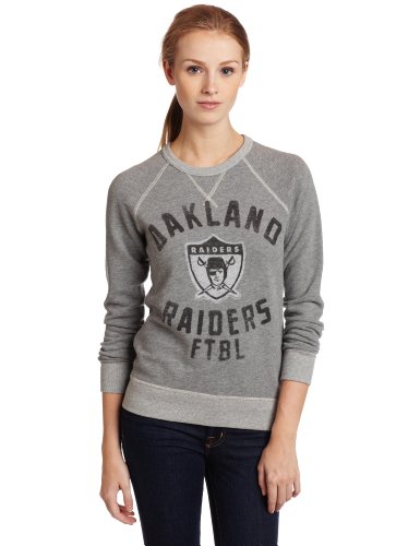 NFL Women's Oakland Raiders Heather Vintage French Terry Raglan (Grey Heather, Large)