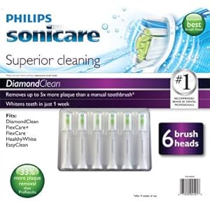 Philips Sonicare HX6066/70 DiamondClean Standard Brush Heads, 6-Pack