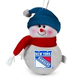 Pack of 3 NHL New York Rangers Plush Snowman Christmas Ornaments 6"