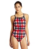 TYR Women's Belmont Plaid Diamondback Suit,Red,30