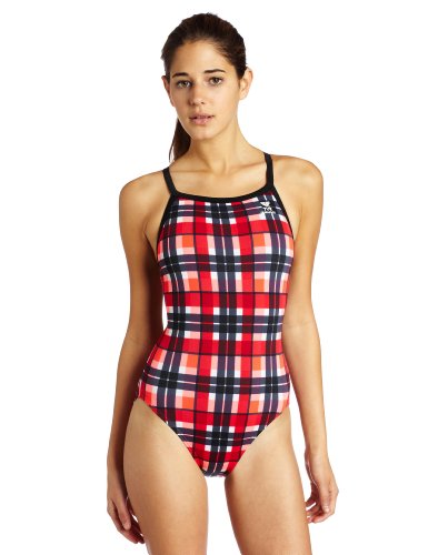 TYR Women's Belmont Plaid Diamondback Suit,Red,30
