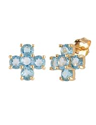 10k Yellow Gold Round Cluster Studs