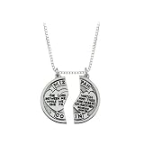 Mizpah Coin Pendant with Chain 2 piece Break Apart Heart Silver Tone Charm ,Two,20steel Necklace 4183vsVi6vL. SL160 Mizpah Coin Pendant with Chain 2 piece Break Apart Heart Silver Tone Charm ,Two,20steel Necklace