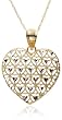 14k Yellow Gold Filigree Heart Pendant, 18"