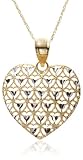 14k Yellow Gold Filigree Heart Pendant, 18