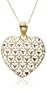 14k Yellow Gold Filigree Heart Pendant, 18"