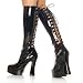 ELECTRA 5 Inch Stack Heel w/1 1/2 Inch Platform Boots Black Stretch Patent Pleaser