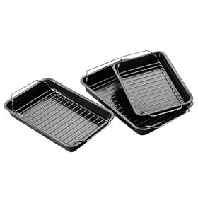Premier Housewares Non-Stick Roasting Trays with Rack, Set of 3