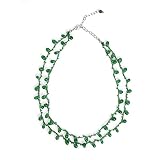 Tigers Eye, Glass Beads and Thre Green Multi-Strand Necklace 