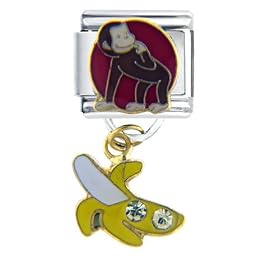 Curious George Cz Banana Animal Food Disney Monkey Licensed Italian Charms Bracelet Link