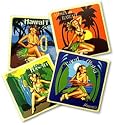 PALM GIRL COASTERS - SET OF 4 - HULA PARTYWARE