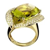 18K Yellow Gold Lemon Quartz and Diamond Ring (16.96ctw)