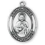 Sterling Silver St Jude Medal and 24-inch Chain