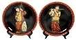 Traditional Chinese musicians porcelain plates - hand painted set of two