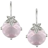 14K White Gold 4 1 3 Carat Rose Quartz and Diamond Earrings