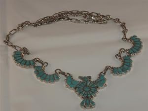 Turquoise Eagle Sterling Silver Necklace - NK-0014