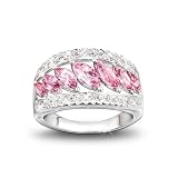 Starlight Elegance Pink Topaz & Diamond Ring: Unique Jewelry Gift For Her by The Bradford Exchange